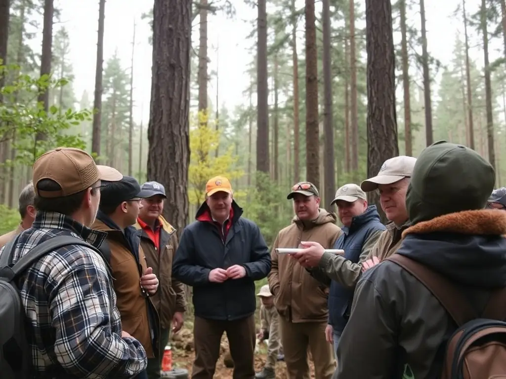 A wildlife expert leading a workshop on responsible hunting practices for local hunters.