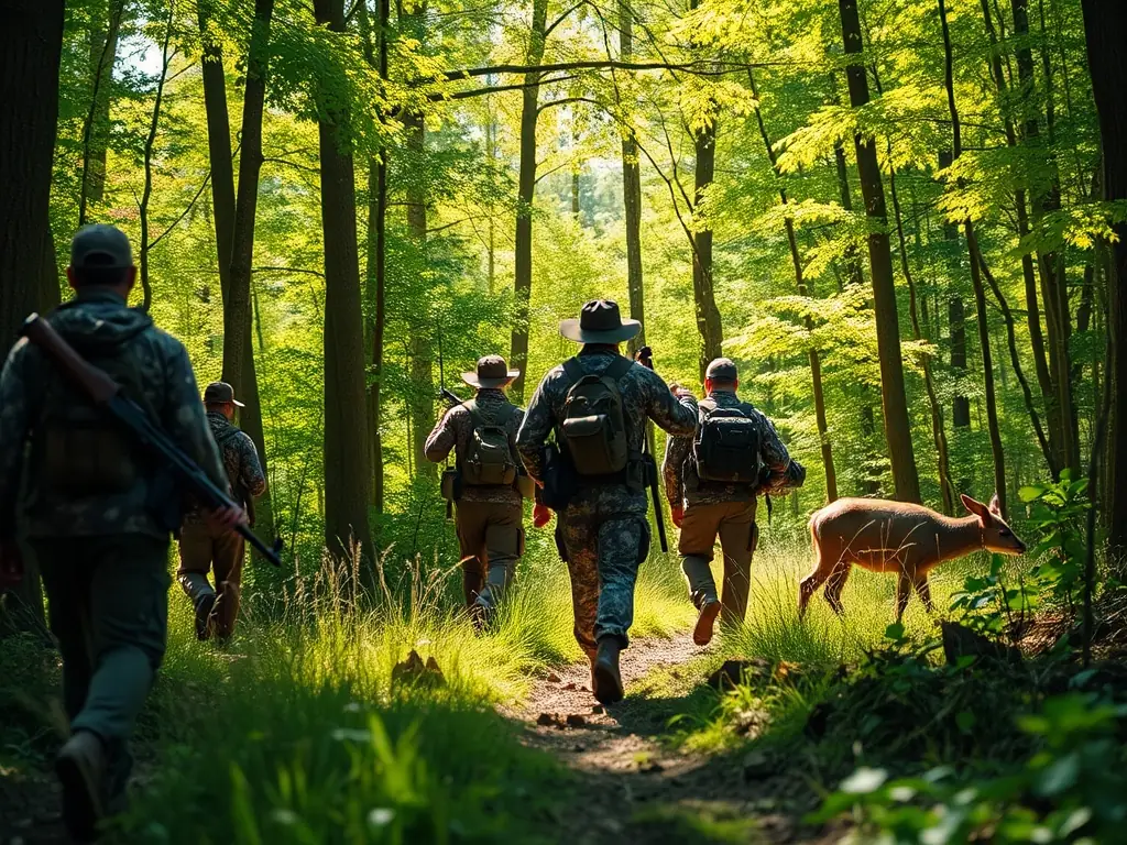 A ranger patrolling a forest area, looking for signs of illegal hunting activities.